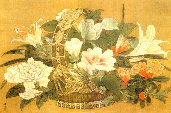 Li Song (active ca. 1190-1230), Flower Basket, album leaf, ink and colors on silk